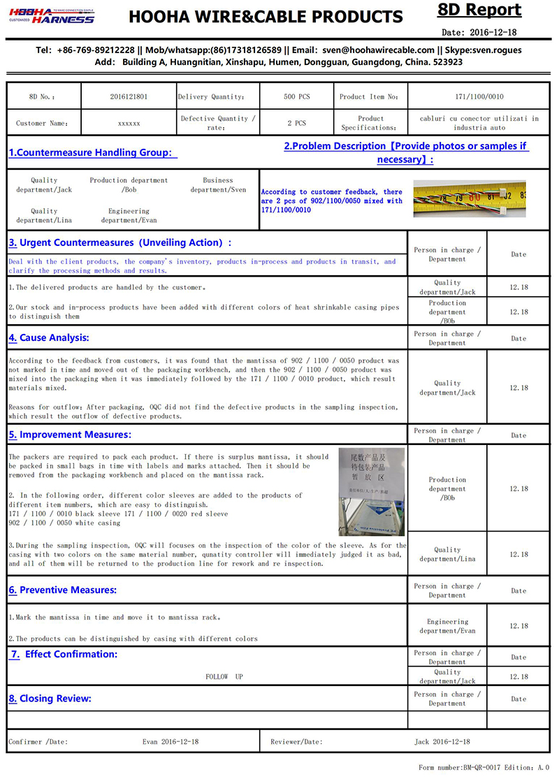 wire harness 8D report