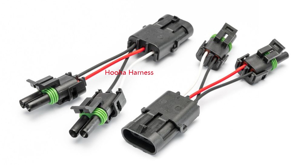 Aptiv Weather Pack Connector 2 x 2 way to 3 way splitter