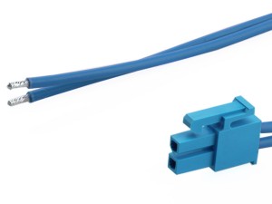 Mini-Fit Versa Color Connector Blue 2P to tinned end wire harness