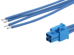 Mini-Fit Versa Color Connector Blue 4P to tinned end wire harness