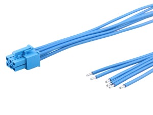Mini-Fit Versa Color Connector Blue 6P to tinned end wire harness