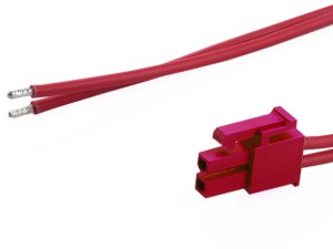 Mini-Fit Versa Color Connector Red 2P to tinned end wire harness