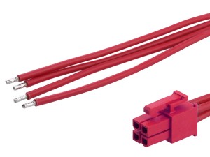 Mini-Fit Versa Color Connector Red 4P to tinned end wire harness