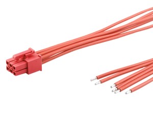 Mini-Fit Versa Color Connector Red 6P to tinned end wire harness