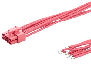 Mini-Fit Versa Color Connector Red 8P to tinned end wire harness