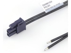 Mini-Fit Versa Color Connector black 2P to tinned end wire harness