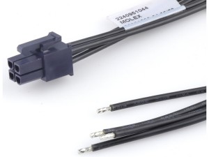 Mini-Fit Versa Color Connector black 4P to tinned end wire harness