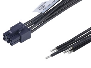 Mini-Fit Versa Color Connector black 6P to tinned end wire harness