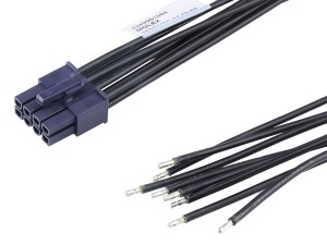 Mini-Fit Versa Color Connector black 8P to tinned end wire harness