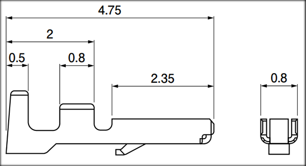 SHL connector terminal size