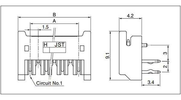 CZ connector Through-hole type Header top entry type