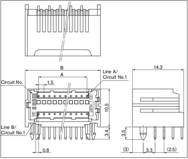 CZW connector Through-hole type Header side entry type
