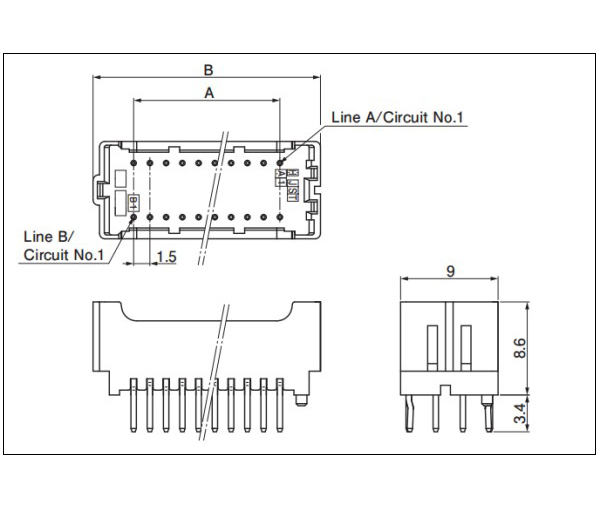 CZW connector Through-hole type Header top entry type