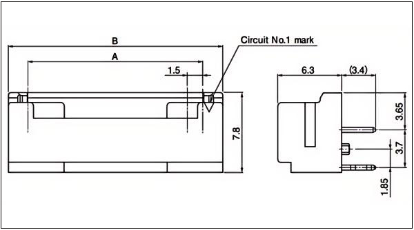 Header (DIP type) Side entry type 10-16 circuits