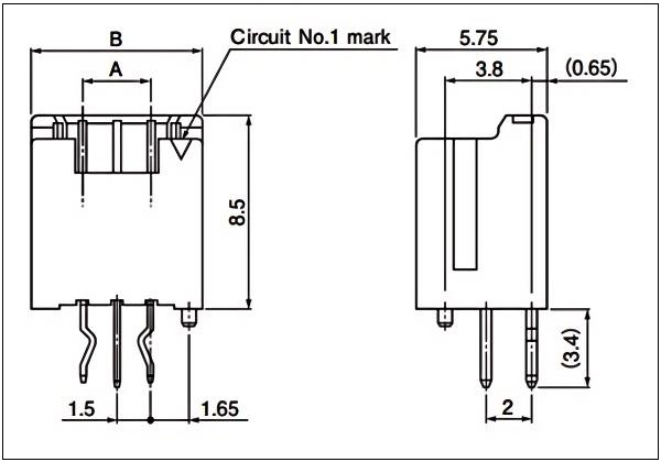 Header (DIP type) top entry type 2-5 circuits