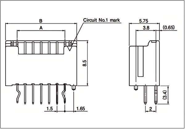 Header (DIP type) top entry type 6-9 circuits