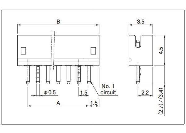 Header- Through-hole type Top entry type 3-13 circuits