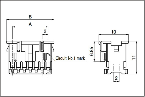JST PAD Housing 10 to 14 circuits