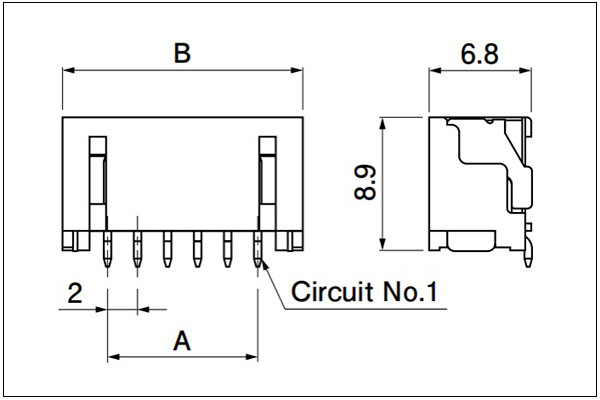 JST PBV Header Side entry type 3 to 8 circuits