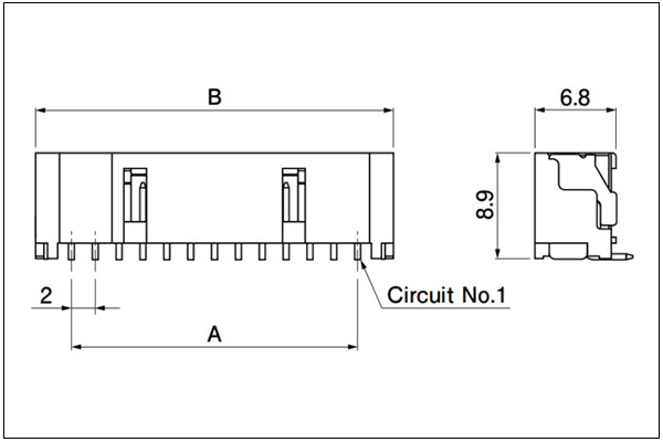 JST PBV Header Top entry type 13 to 15 circuits