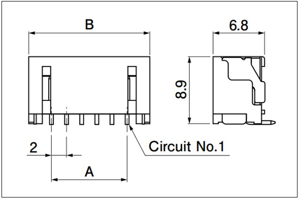 JST PBV Header Top entry type 3 to 8 circuits