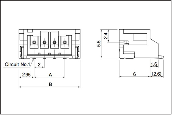 JST PH Header (SMT Type) Side entry type