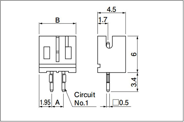 JST PH Header Top entry type 2 Circuits