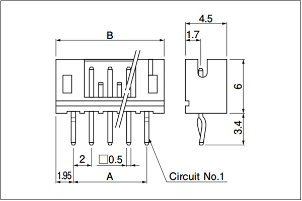 JST PH Header Top entry type 3 to 16 Circuits