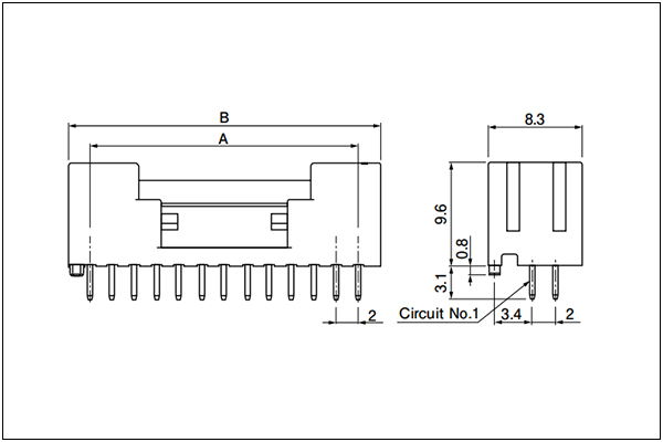 JST PUD header (DIP Type) - Top Entry Type - 20 to 40 Circuits