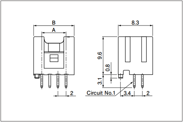 JST PUD header (DIP Type) - Top Entry Type - 8, 10 Circuits