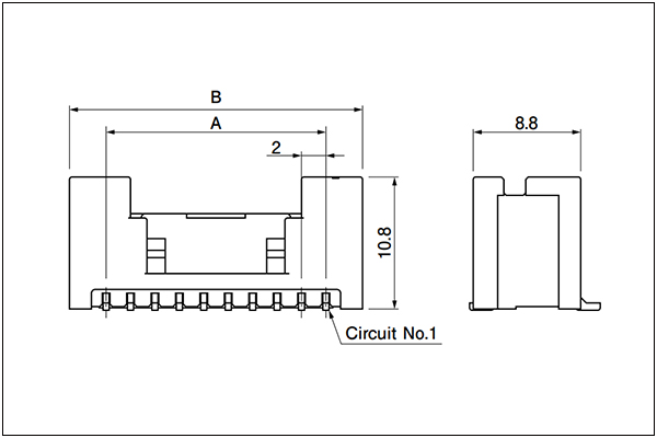 JST PUD header (SMT Type) - 20, 22 Circuits