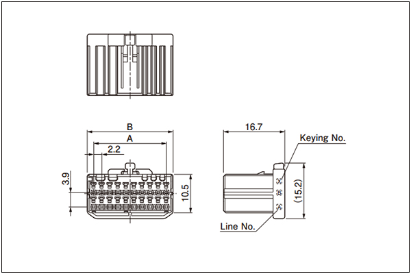 Receptacle housing - Dual-row type