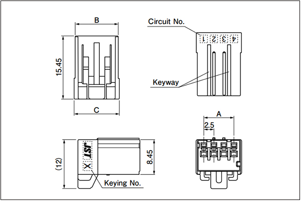 J2100 Connector Receptacle housing (Long-key type) - Single row type