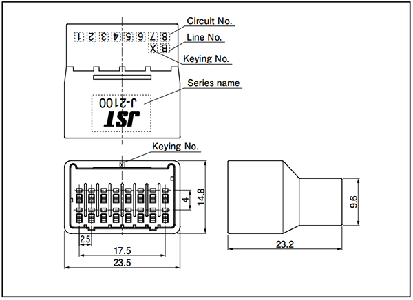 J2100 Connector Tab housing (Free hanging type)