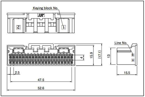 J2400 Receptacle housing (Center locking type)