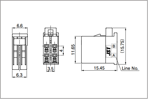 J2500 Receptacle housing 4 circuits