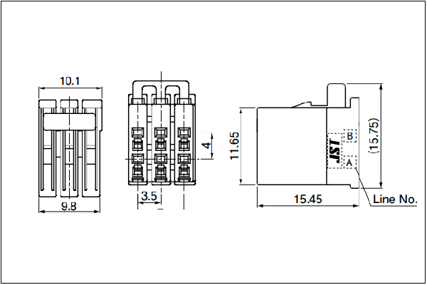 J2500 Receptacle housing 6 circuits