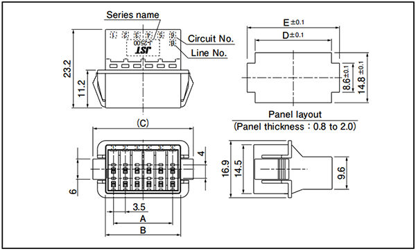 J2500 Tab housing (Panel mounting type)