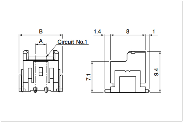 JST XA SMT type shrouded header - 2 Circuits