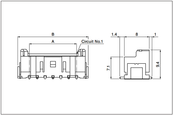 JST XA SMT type shrouded header - 3 to 9, 12, 13, 15 Circuits