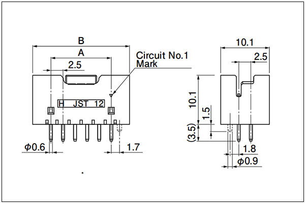 JST XAD Header - Top entry type - 8 to 16 Circuits