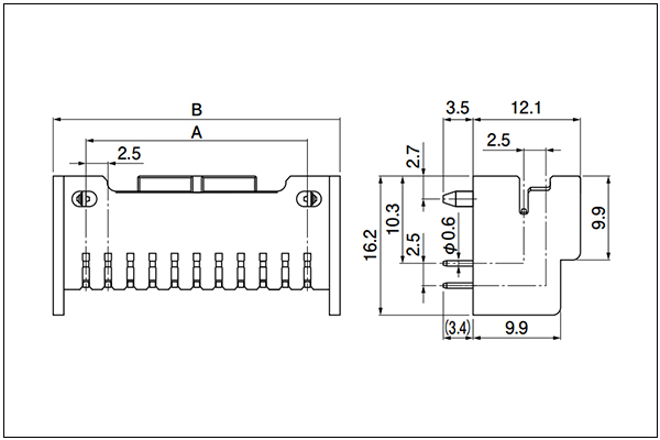 JST XAD Header - Side entry type - 18, 20, 26 Circuits