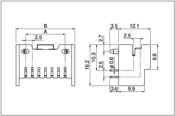 JST XAD Header - Side entry type - 8 to 16 Circuits