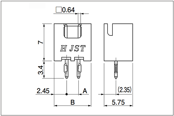 JST XH Header - Top entry type - 2 Circuits