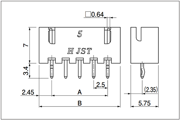 JST XH Header - Top entry type - 3 to 20 Circuits