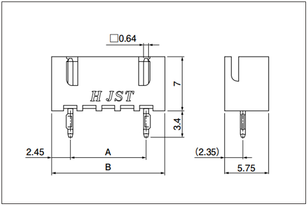 JST XH Header - Top entry type - Plugged up
