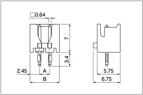 JST XH Header - Top entry type of glass-filled nylon - 2 Circuits