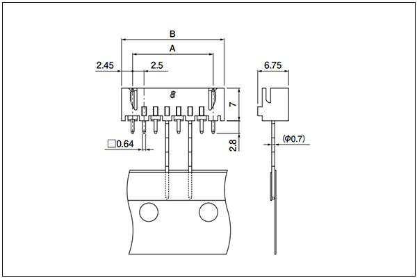 JST XH Header on radial-tape - 2-TV4 Type - 3 to 8 Circuits