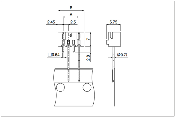 JST XH Header on radial-tape - TV4 type - 3 to 4 Circuits