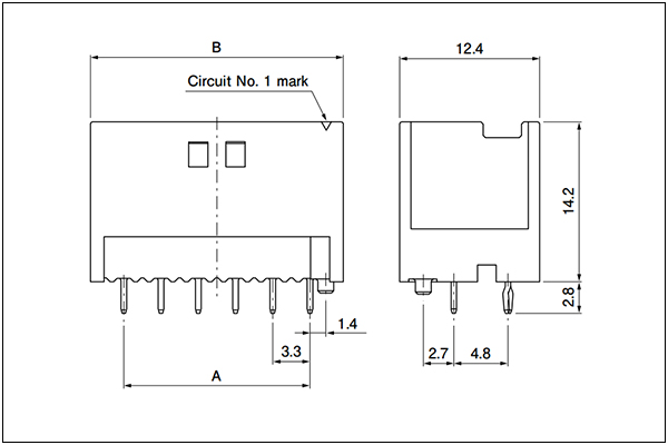 JST BNI Header - Dual-row Type - 12 Circuits